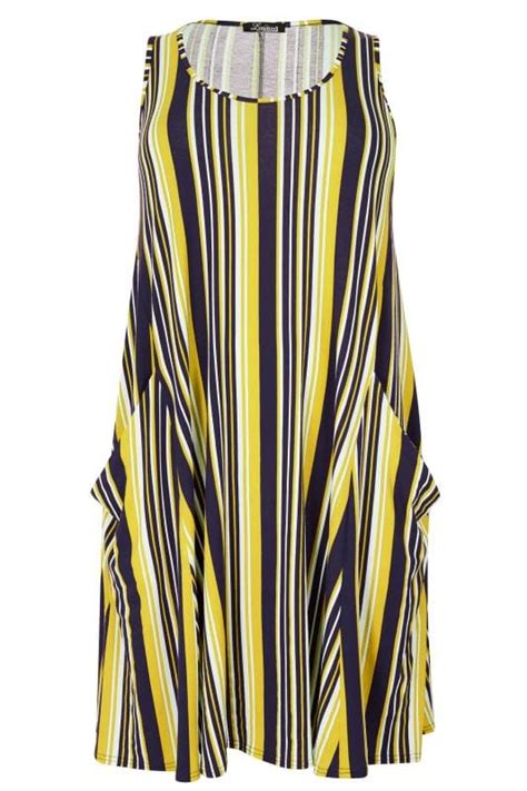 Limited Collection Navy And Yellow Striped Drape Pocket