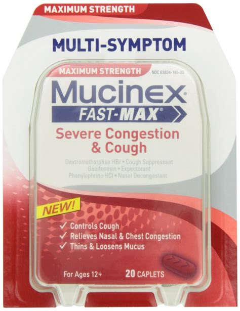 Mucinex Fast Max Severe Congestion Cough 20 Caplets