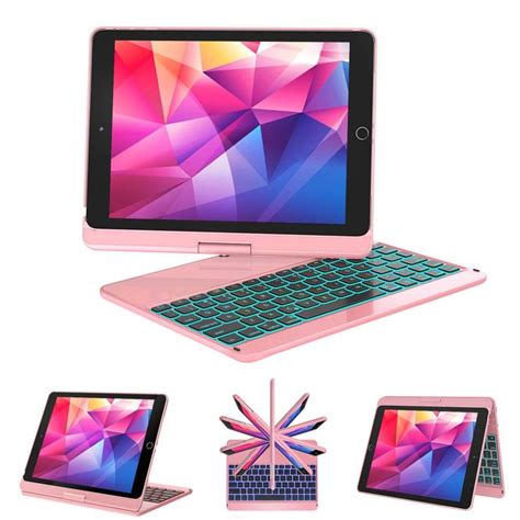 Backlit Keyboard Ipad Case 360 Rotatable Pink 97 Ipad 2016 Air 1