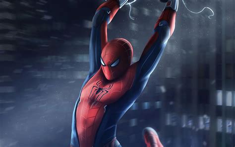 2560x1600 Spiderman Swinging In City 4k Wallpaper2560x1600 Resolution