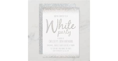 Sparkling Glitter White Party Invitations Zazzle
