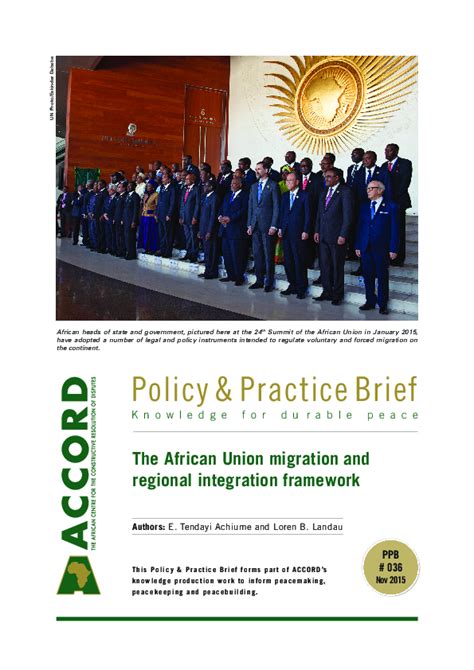 Pdf The African Union Migration And Regional Integration Framework