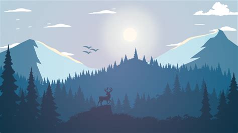 Wallpaper Landscape Forest Deer Artwork Pine Trees Illustration