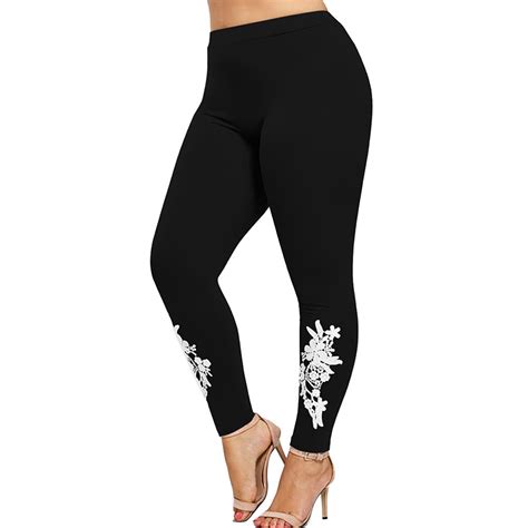 new ladies yoga leggings sweatpants women plus size lace applique elastic leggings trousers yoga