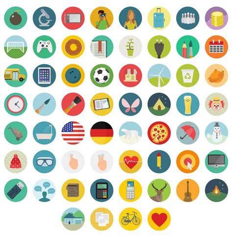 Free Flat Round Icons Set