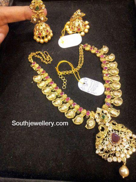 Antique Mango Necklace And Jhumkas Indian Jewellery Designs