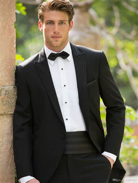 new collection custom made black simple medern groom tuxedos wedding suit jacket pants tie vest