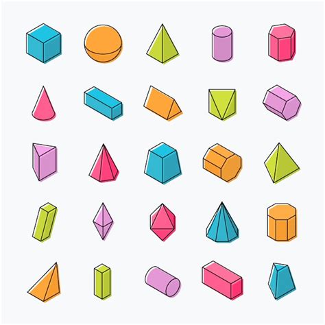 Premium Vector Huge Set Of 3d Geometric Shapes With Isometric Views