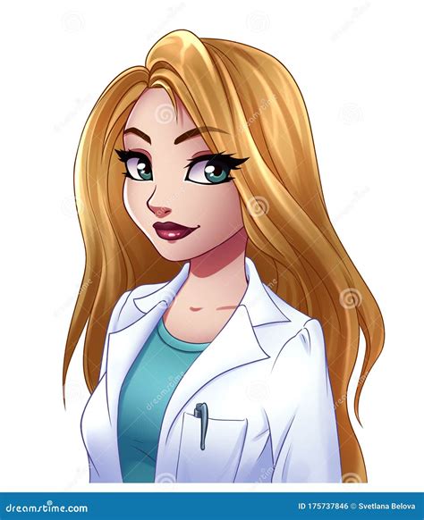 Ärztin Mit Dem Langen Blonden Haaren Stock Abbildung Illustration Von