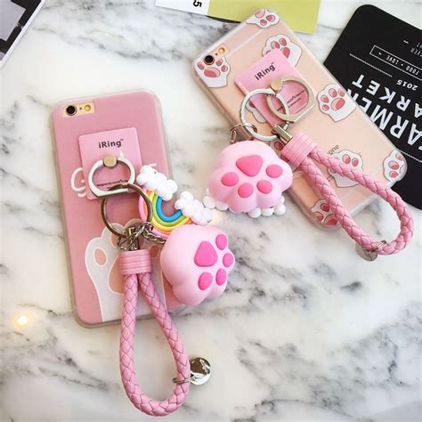 Cute Kawaii Cat Claw Pink Iphone66splus Cartoon Phone Case Kawaii