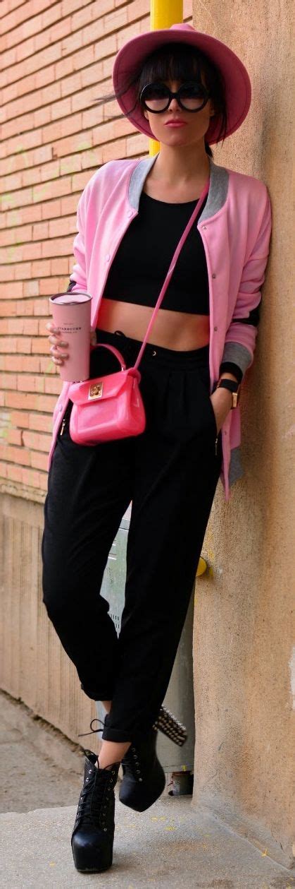 Pink And Black Outfit Idea Fashion Outfits Black Outfit