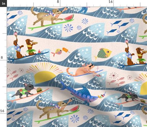 Catching Some Tasty Waves Fabric Spoonflower