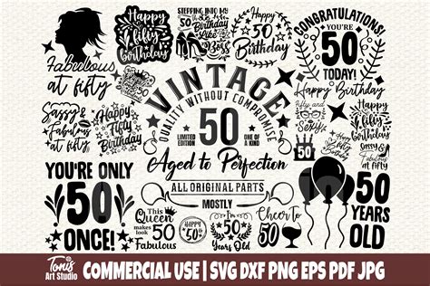 50th Birthday Svg Bundle Fifty Birthday Graphic By Tonisartstudio