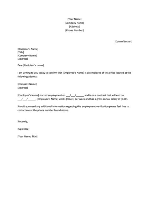Employment Confirmation Letter Template Printable Pdf Download