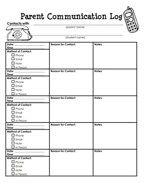 Communication Log Templates 10 Free Printable Word Pdf And Excel Log