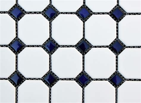 Octagon Mosaic Tile With Cobalt Blue Dots Octagon Mosaic Tile