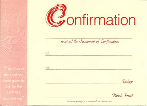 Catholic Confirmation Certificate Template