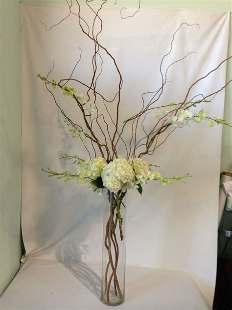 Curly Willow Hydrangea Dendrobium Orchid Tall Centerpiece 1