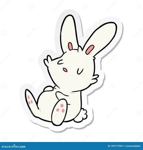 Sticker Of A Cartoon Rabbit Sleeping Stock Vector Illustration Of