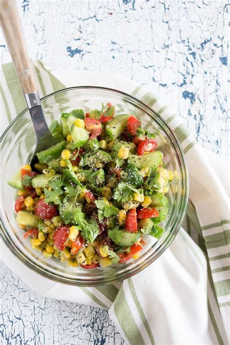 You want to cut the veggies to be roughly all the same size. Avocado Tomato Cucumber Corn Salad | Farmgirl Gourmet