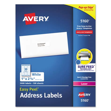 Ave5160 Avery® 5160 Easy Peel White Address Labels W Sure Feed