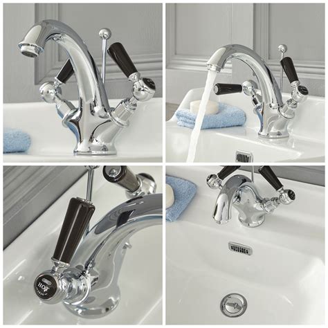 Milano Elizabeth Traditional Lever Mono Basin Mixer Tap Chrome And Black