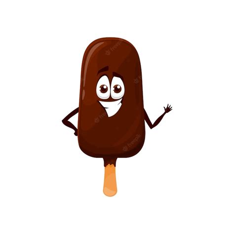 Premium Vector Chocolate Popsicle On Stick Yummy Ice Cream Emoji
