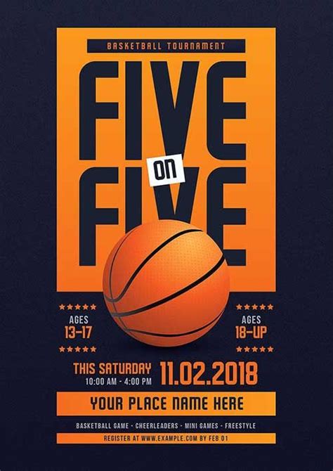 5 On 5 Basketball Tournament Flyer Template Download Flyer Ffflyer