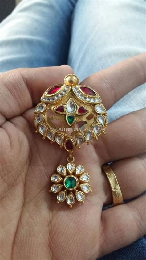 Gold Kundan Pendant Design South India Jewels