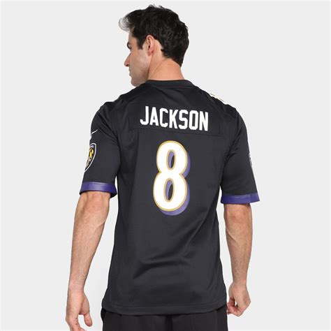 Camisa Nike Baltimore Ravens Jackson N° 8 Game Alternate Jersey Player Masculina Preto Loja Nfl