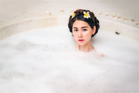 Woman Bathing In A Spa Bath Stock Image Image Of Lifestyle Asian