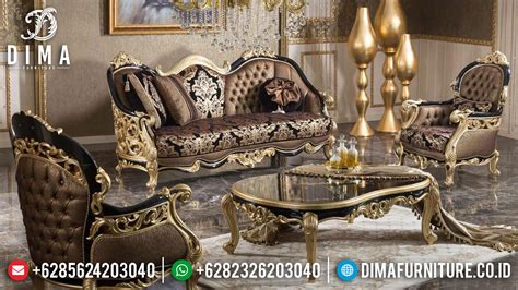 harga sofa tamu mewah terbaru luxury classic carving black golden