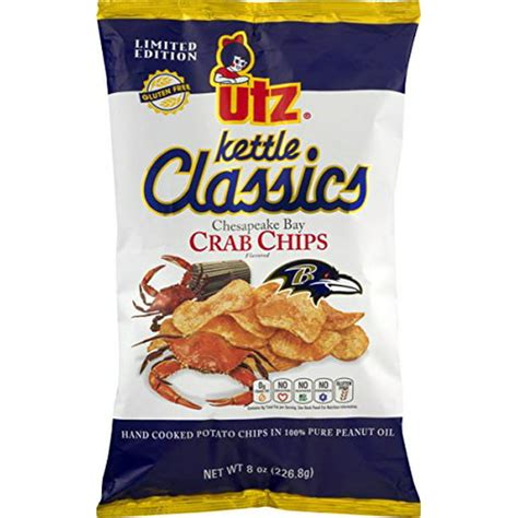 Utz Kettle Classics Chesepeake Bay Crab Potato Chips 8 Oz Bag 4 Bags