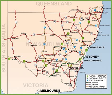 New South Wales Road Map For Printable Map Of Nsw Printable Maps
