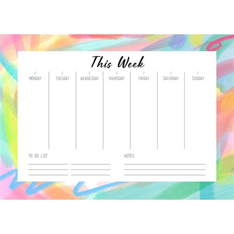 Spring Weekly Planner Printable Weekly Planner Colorful Etsy