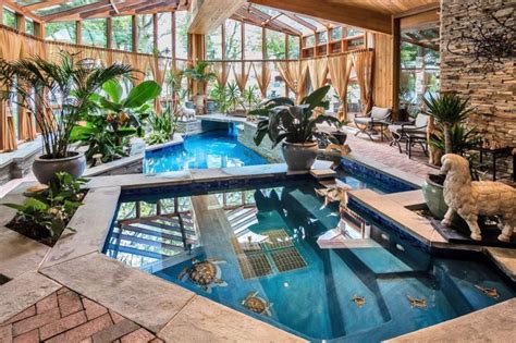 Amazing Indoor Swimming Pool With Tropical Plants Indoor Swimming