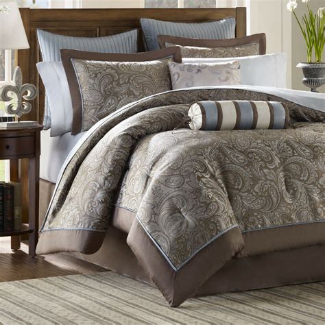 brown blue  piece luxury paisley bedding bed comforter