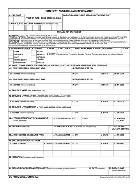 Dd2266 Form Fillable Fill Out And Sign Online Dochub