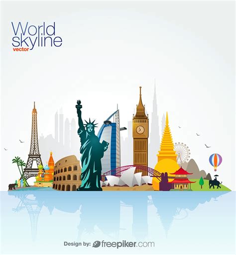 Freepiker World Skyline Travel And Tourism Vector