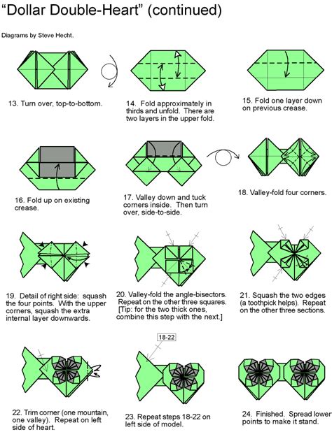 Folding a pocket square shouldn't be difficult, nor should the finished product look conspicuous. Double heart part 2/2 | Origami | Pinterest | Dollar ...