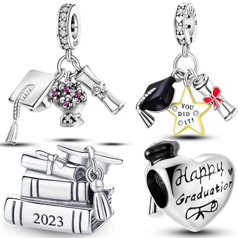 2023 925 Sterling Silver Charms Bachelor S Cap Graduate Bead Fit