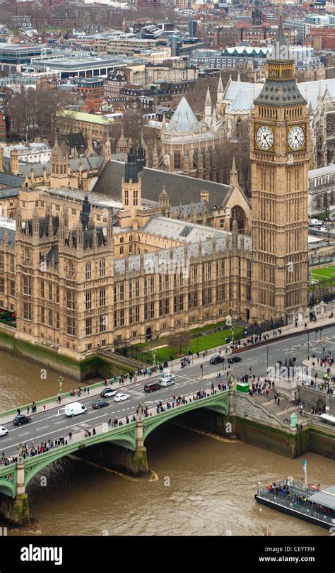 Vogelperspektive Des Big Ben Und Den Houses Of Parliament Vom London