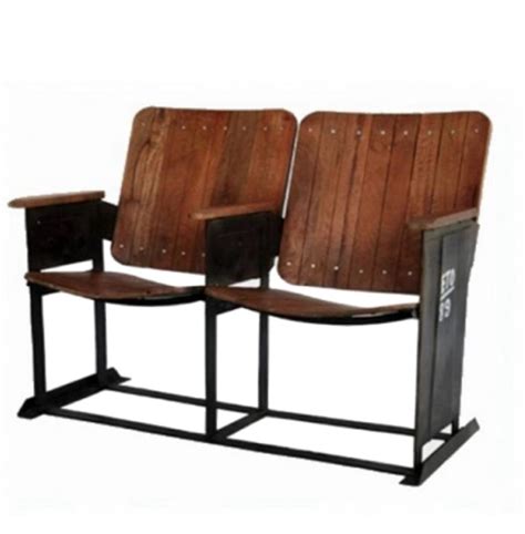 43 1/2 in length, 21 3/4 in width, 32 in height. Vintage Double Theater Seat Seating Wooden Fold Up Down ...