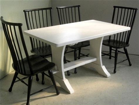 The black finish paired with the iron light fixture, and white while some may choose to do farmhouse in a rainbow of hues, this achromatic approach proves to be equally gorgeous. Black High Back Dining Chair With White Trestle Table ...