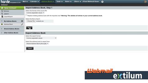 Import Email Contacts To Horde Webmail • Extilum Knowledgebase