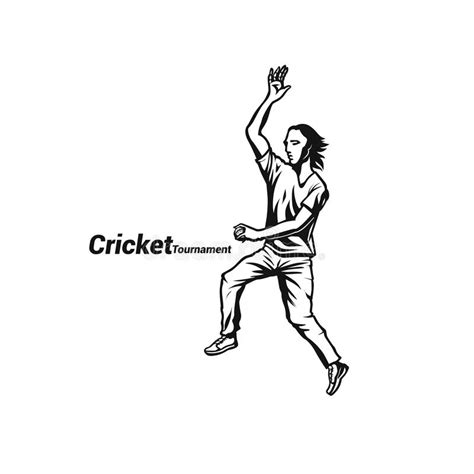 Joueur De Cricket Roulant Une Illustration De Vecteur De Boule