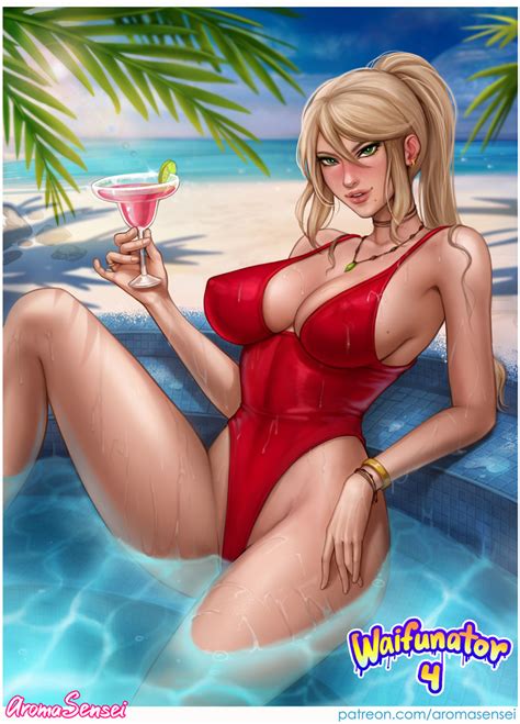Rule 34 1girls Alluring Aroma Sensei Bangs Beach Big Breasts Blonde Hair Bracelet Breasts