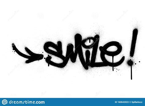 Graffiti Smile Word Sprayed In Black Over White Stock Vector