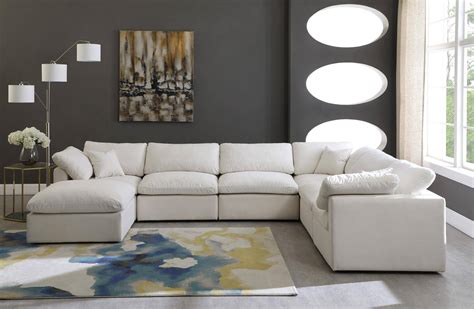 Buy Meridian Cloud Cream Modular Sectional Sofa In Cream Fabric Online