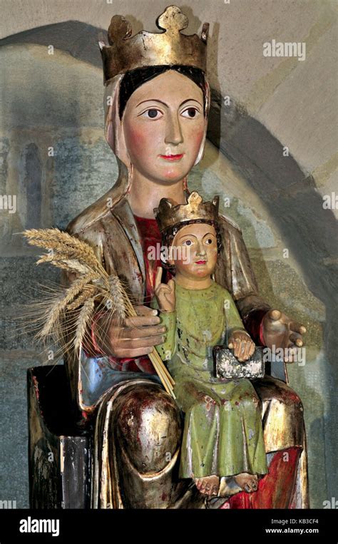 Romanische Altarstatue Santa Maria Real De Eunate Fotos Und